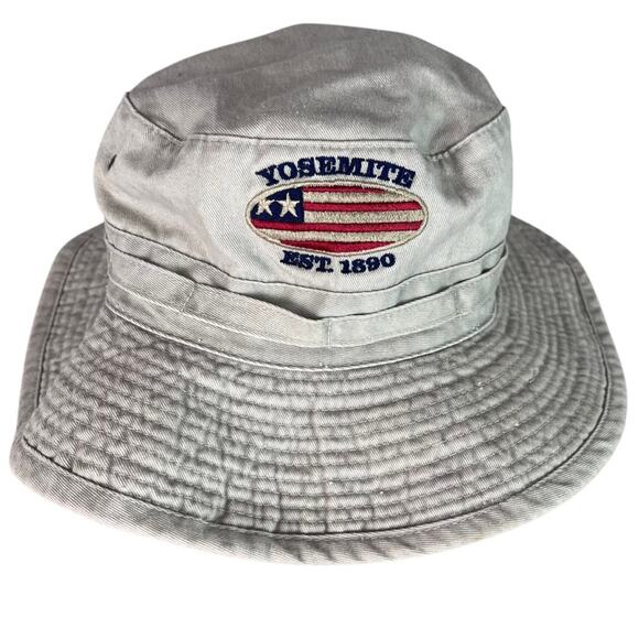 Yosemite Bucket Hat Size Medium Cotton Khaki Embroidered Casual Outdoors - Picture 1 of 7